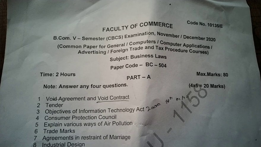 Picture of: Business law question paper